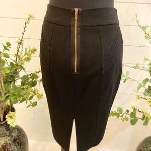 Cache Black & Gold Zipper Skirt - Size 4